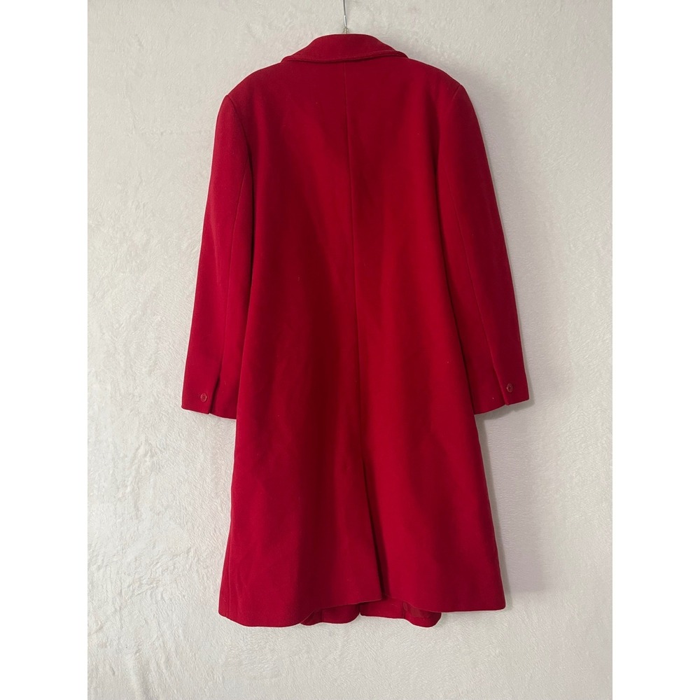 Lands End Womens Red 100% Wool Pea Coat Sz 10 Regular Button Front Long Length - Picture 4 of 6